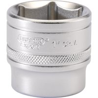 Silver Draper Expert 6 Point Imperial Socket, 3/8" square drive, 1" size, with knurled grip and engraved branding.