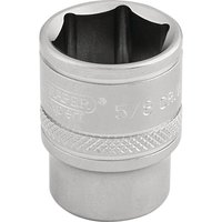 Silver Draper Expert 6 Point Imperial Socket, 3/8" Sq. Dr., 5/8" with knurled grip and engraved size markings.
