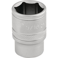 Silver Draper Expert 6 point socket, 3/8" square drive, 9/16" size, with knurled grip and engraved markings.
