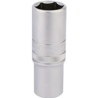 Silver Draper Expert deep socket, 6-point, 1/2" square drive, 20mm, with knurled grip and smooth finish.