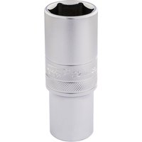 Silver Draper Expert deep socket, 6-point, 1/2" square drive, 22mm, with knurled grip and smooth finish.
