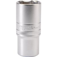 Silver Draper Expert deep socket, 1/2" square drive, 27mm, with knurled grip and 6-point design.