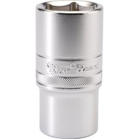 Silver Draper Expert deep socket, 6 point, 1/2" square drive, 30mm, with knurled grip and engraved branding.