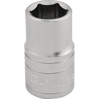 Silver Draper Expert 14mm metric socket, 1/2" square drive, with knurled grip and 6-point design.