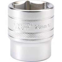 Silver Draper Expert 28mm socket with 6-point design, 1/2" square drive, and knurled grip for enhanced handling.
