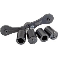 Black Draper Expert balance shaft alignment tool kit with four cylindrical components and a curved mounting bracket.