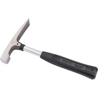 Draper Expert bricklayer's hammer with silver tubular steel shaft and black grip handle, 450g weight.