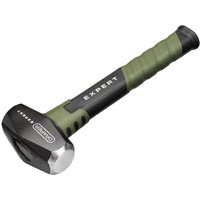 Black and green Draper Expert Club Hammer with a rubber grip handle and a flat, polished steel head.