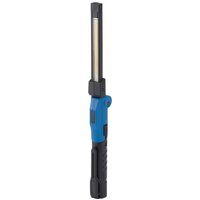 Blue and black Draper Expert folding slim light with COB SMD LED, USB-C port, and textured grip handle.