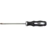 Black and silver Draper Expert cross slot screwdriver, No.3 x 150mm, with soft grip handle and chrome-plated shaft.