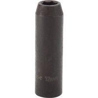 Black Draper Expert deep impact socket, 1/2" square drive, 12mm size, cylindrical shape with hexagonal opening.