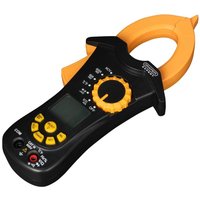 Black and yellow Draper Expert digital clamp meter with LCD screen and rotary dial.