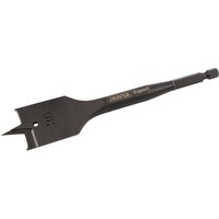 Black Draper Expert flat wood bit, 30mm, with hex shank and sharp pointed tip for precision drilling.