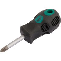 Draper Expert PZ Type screwdriver, No.2 x 38mm, with black ergonomic handle and green accents, short metal shaft.