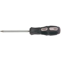 Black and silver Draper TX-STAR driver, T25 x 100mm, with ergonomic handle and long metal shaft.