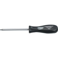 Black-handled Draper TX-STAR T27T screwdriver with 100mm metal shaft and security tip.