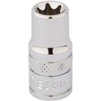 Silver Draper TX-STAR socket, 1/4" square drive, E8, with textured grip and polished finish.