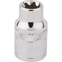 Silver Draper Expert TX-STAR socket, 3/8" square drive, E10, with knurled grip and polished finish.