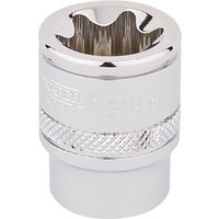 Silver Draper Expert TX-STAR socket, 3/8" square drive, E18 size, with knurled grip and polished finish.