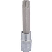 Draper TX-STAR socket bit, 1/2" square drive, T70 x 100mm, silver with a long, cylindrical star-shaped tip.