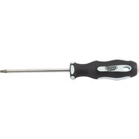 Black and silver Draper TX-STAR screwdriver with T20 tip and 100mm shaft, featuring a soft grip handle.