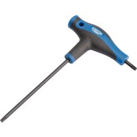 Draper Expert T20 T-handle key, black shaft, blue and black ergonomic grip with logo.