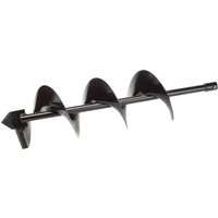 Black Draper Expert earth auger drill bit, 200mm, with spiral blade and pointed tip for soil drilling.