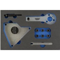 Draper Expert Engine Timing Kit ETK155 with silver and blue tools in foam case for Fiat, Alfa Romeo, Chrysler, Lancia.