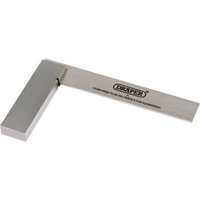 Silver Draper Expert precision square, 100mm, with engraved logo and measurement markings on the blade.