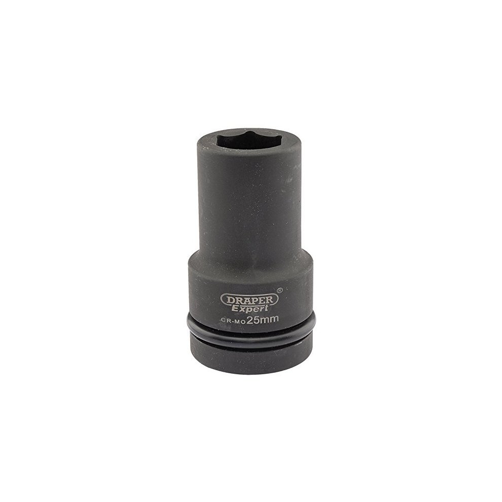 Black 25mm deep socket with a 1" square drive and a 6-point Hi-Torq® design, featuring a smooth finish and engraved branding for easy identification.