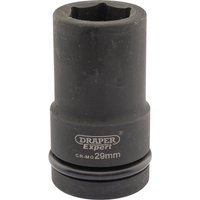 Black Draper Expert deep impact socket, 1" square drive, 29mm size, with HI-TORQ 6-point design and engraved branding.