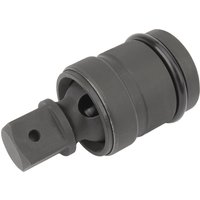 Black Draper Expert Impact Universal Joint, 1" square drive, cylindrical shape with pivoting joint and smooth finish.