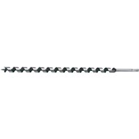 Extra long steel auger bit, 600 x 24mm, with spiral design and sharp tip for precision drilling by Draper Expert.