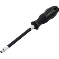Flexible nut driver with black handle, silver tip, and 5.5mm socket by Draper Expert.