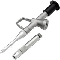 Silver Draper Expert Grease Tube Dispenser with ergonomic handle, black plunger, and detachable nozzle.