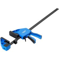 Blue and black Draper Expert heavy-duty bar clamp, 450mm, with ergonomic handle and adjustable jaw.