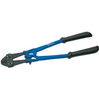 Blue and black Draper Expert bolt cutter, 450mm, with heavy-duty center cut jaws and ergonomic rubber grips.