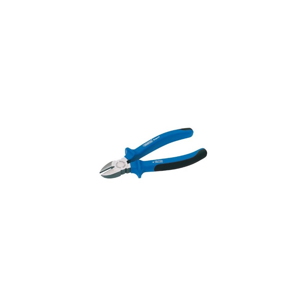 Draper Cutting Plier features a shiny metal cutting head with a blue and black rubberized grip for comfort and control, ideal for precision cutting tasks.