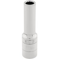 Silver Draper Expert HI-TORQ 12 Point Deep Socket, 3/8" Sq. Dr., 8mm, with knurled grip and polished finish.