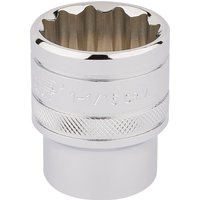 Silver Draper Expert HI-TORQ 12 Point Socket, 1/2" square drive, 1.1/16" size, with knurled grip and polished finish.