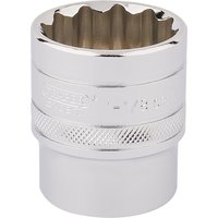 Silver Draper Expert 12-point socket with knurled grip, 1/2" square drive, 1.1/8" size, shiny chrome finish.