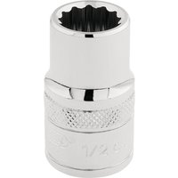 Draper Expert HI-TORQ 12 Point Socket, chrome finish, knurled grip, 1/2" square drive, 1/2" size, shiny metallic surface