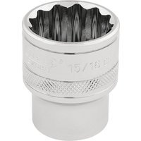 Silver Draper Expert HI-TORQ 12 Point Socket, 1/2" Sq. Dr., 15/16" with knurled grip and polished finish.