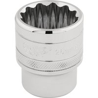 Chrome Draper Expert 12-point socket, 1/2" square drive, 26mm, with knurled grip and polished finish.
