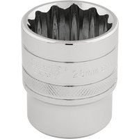 Silver Draper Expert HI-TORQ 12 Point Socket, 1/2" square drive, 28mm, with knurled grip and engraved size marking