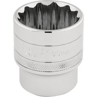 Draper Expert HI-TORQ 12 Point Socket, 1/2" Sq. Dr., 30mm, silver chrome finish with knurled grip and engraved size marking.