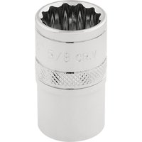 Silver Draper Expert 12-point socket with knurled grip, 1/2" square drive, 5/8" size, polished finish.