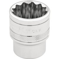 Silver Draper Expert HI-TORQ 12 Point Socket, 3/8" square drive, 1" size, with textured grip and polished finish.