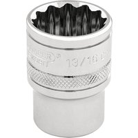 Silver Draper Expert HI-TORQ 12 Point Socket, 3/8" Sq. Dr., 13/16", with knurled grip and engraved size markings.