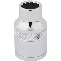 Chrome Draper Expert HI-TORQ 12 Point Socket, 3/8" Sq. Dr., 5/16", with knurled grip and polished finish.